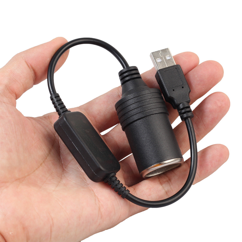 Câble d'adaptateur d'alimentation USB 5V à 12v Boost pour allume-cigarette noir