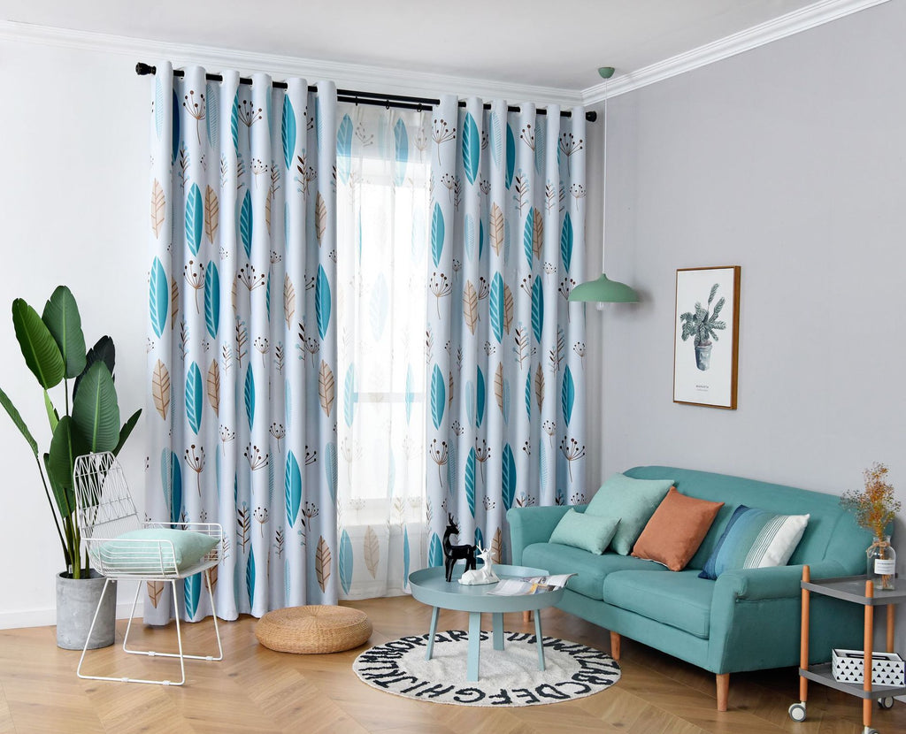 Style nordique Nordic Leaf Rideau Shading Chambre à coucher Salon Shading Rideau Finished Simp