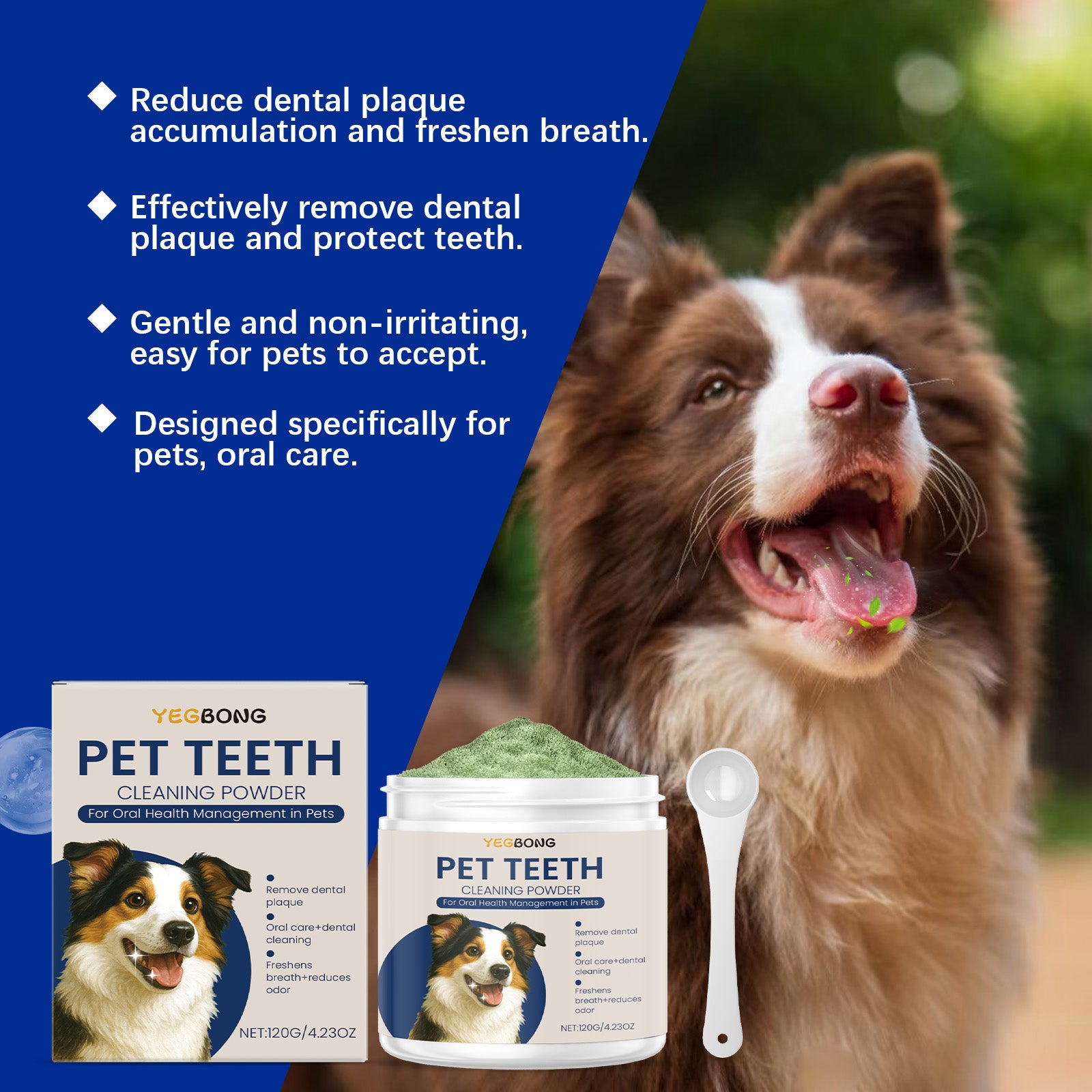 Poudre de nettoyage de dents de chien