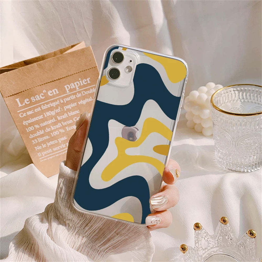 Cas de téléphone transparent à ondes rayées