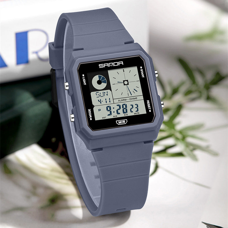 Montre numérique polyvalente et créative, petit carré multifonction