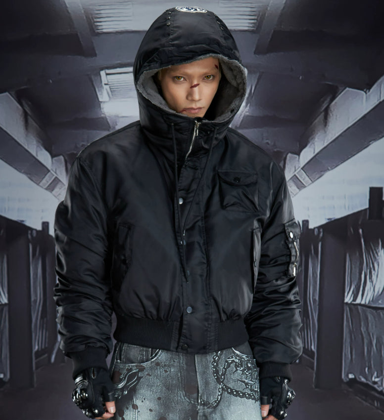 Veste en coton rembourrée brodée en polaire