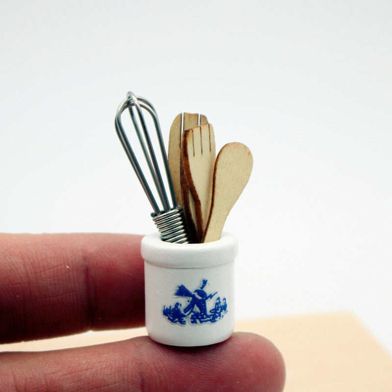 Couteau de spatule en bois Fourche et Egg Beaterminiature Food Playset Filming Props and Decorativ