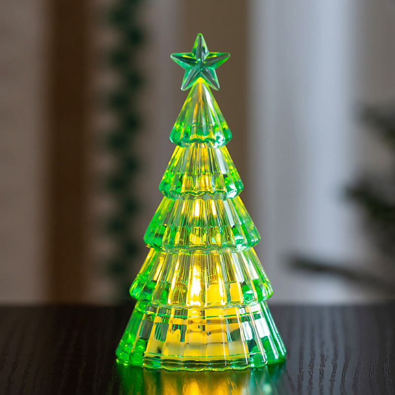 Décorations de Noël Mini cristal lumineux Arbre de Noël Ornements de bureau Chil créatif