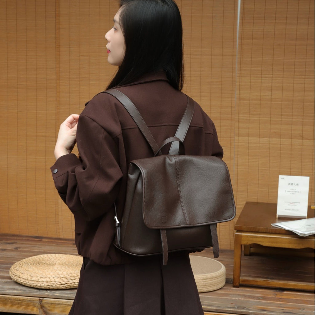 Sac à dos en cuir tanné végétal pour femmes