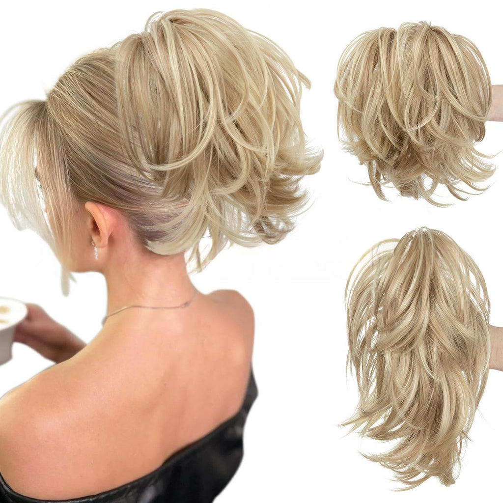 Haute température Synthétique Perruque Cheveux Clip-on Ponytail Femmes Court Style Volumineux Petit C