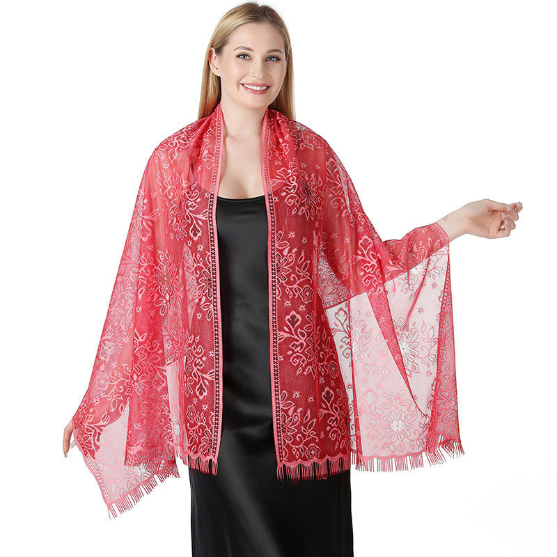 Tie-dye Floral Dentelle Écharpe Châle