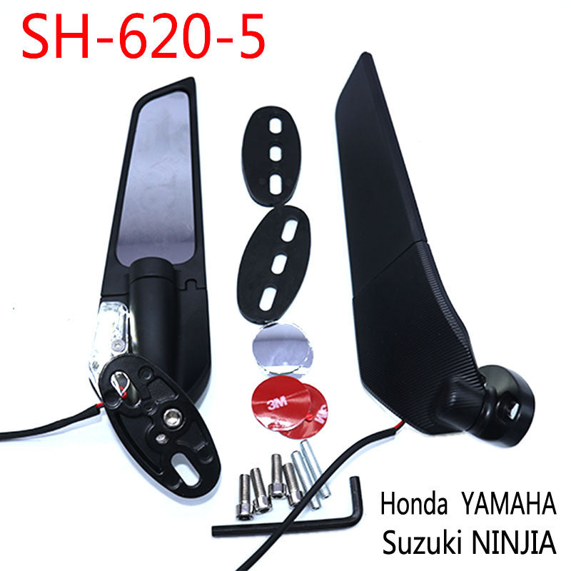 Spoiler Rearview Mirror Running Rearview Mirror Motorcycle Reflector with Light
