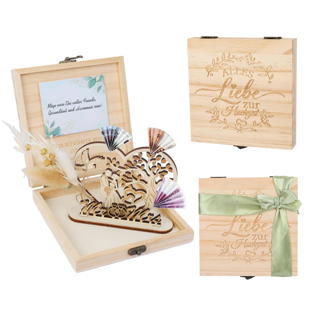 Set 6 pièces: Boîte cadeau en bois avec un fermoir