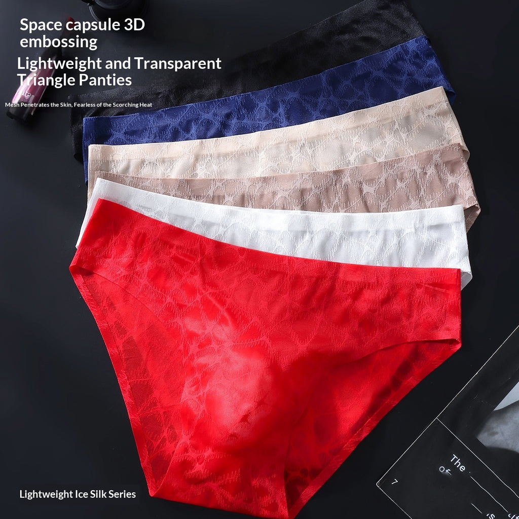 Léger-luxeur Soie-surface Hommes Sous-vêtements Ice-silk Sexy Soft Dentelle
