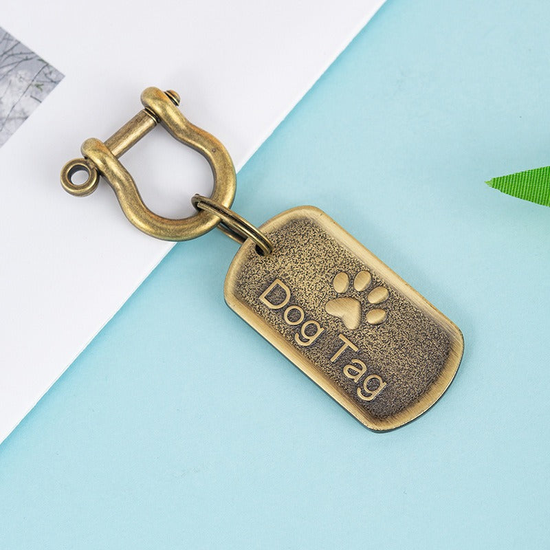 Engraved stainless steel dog ID keyring