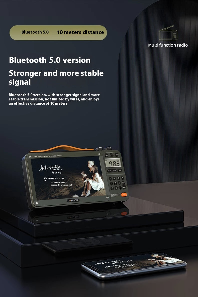 Home Radio pour personnes âgées Full Band Bluetooth Speaker HD Video Player