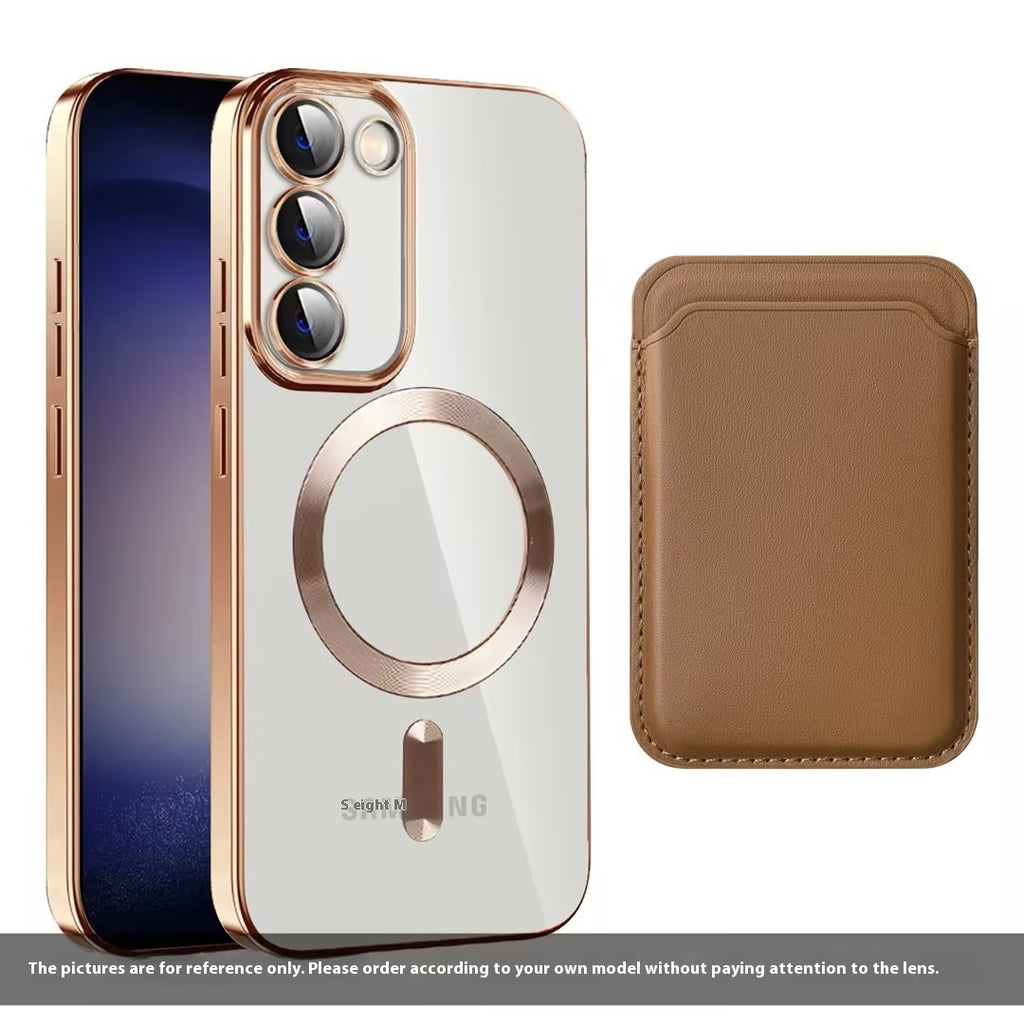 Porte-carte magnétique à électroplacage résistant à la chute Boîtier de protection pour téléphone portable