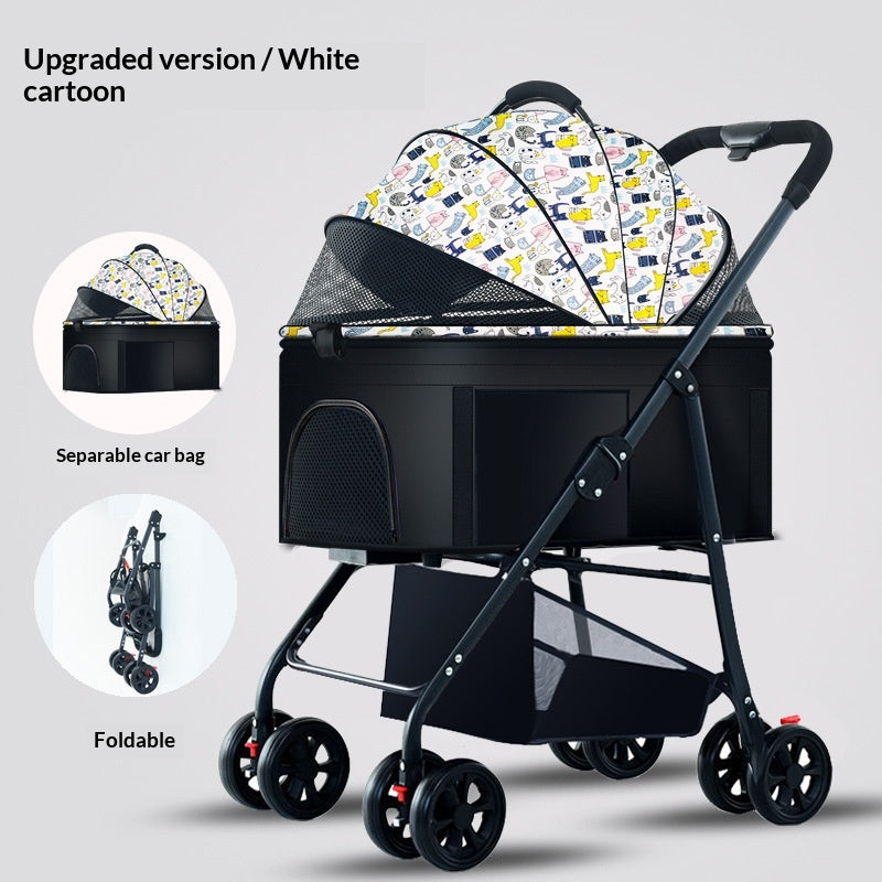 Poussette pour animaux pour chiens et chats Cage amovible portable avec conception pliante pour Po extérieur