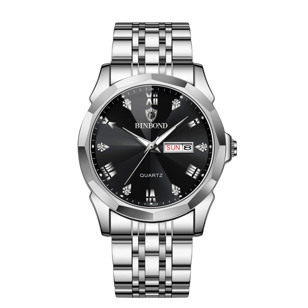 Style homme collège étudiant double calendrier électronique quartz montre étanche