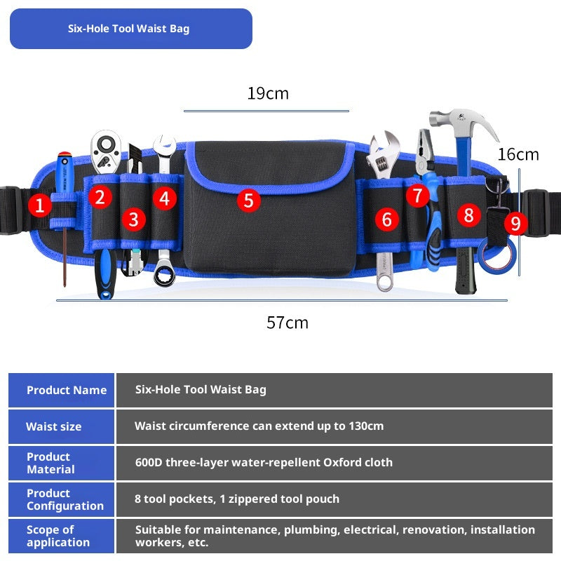 Multifonctionnel Oxford Cloth Large Belt Repair High-altitude Work Long Waist Bag