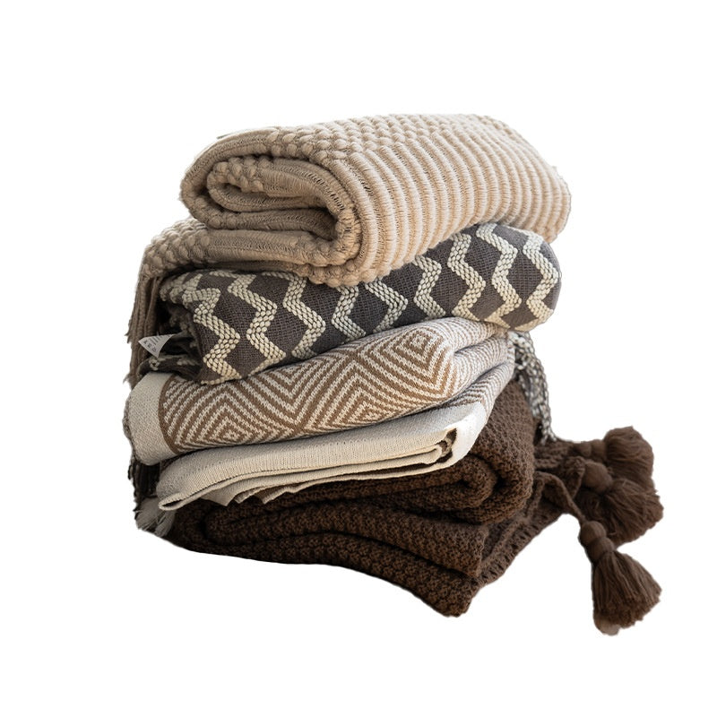 Couverture Kaki Knitted Blanket Air conditionné Couverture Casual Salle de modèle Couverture Canapé