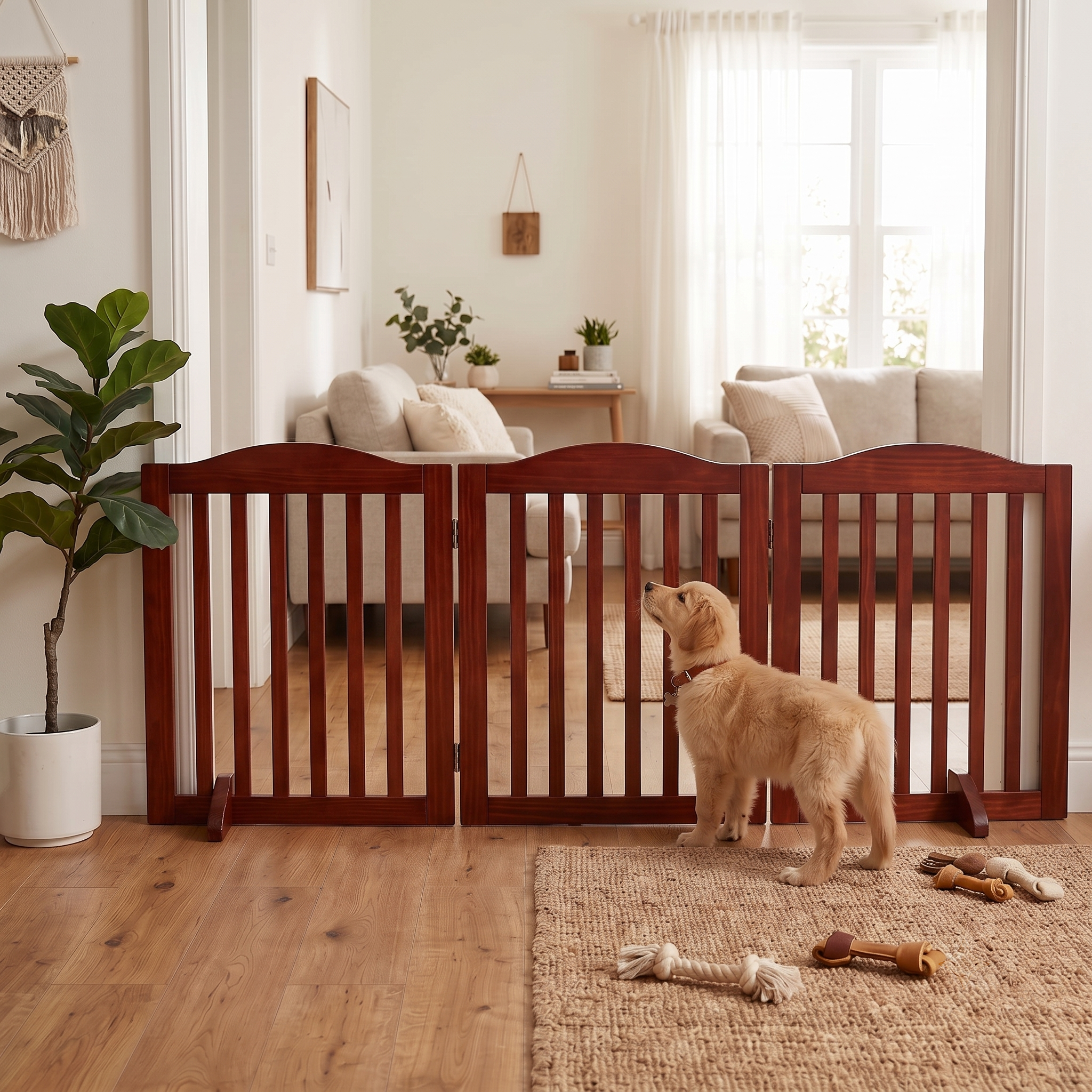 Porte pliable pour chiens en bois
