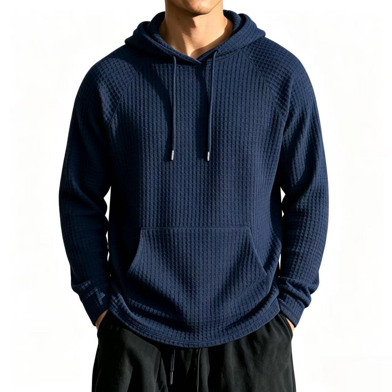 Veste à capuche à mailles en gaufre décontractée pour hommes