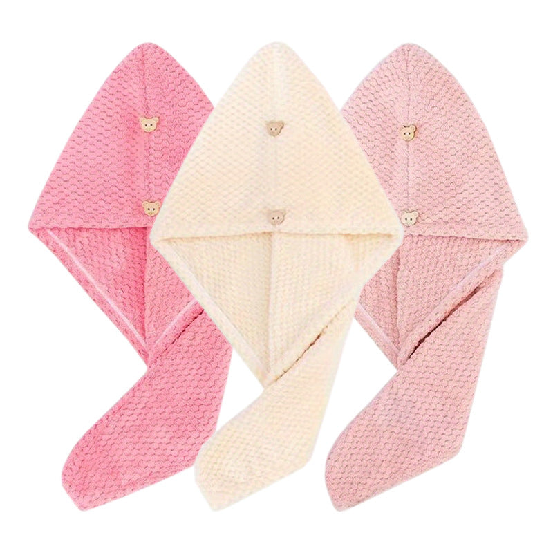 Femmes Coral Fleece Coiffure de séchage Cap Hautement Absorbant Séchage rapide Ananas Serviette de Weave Fo