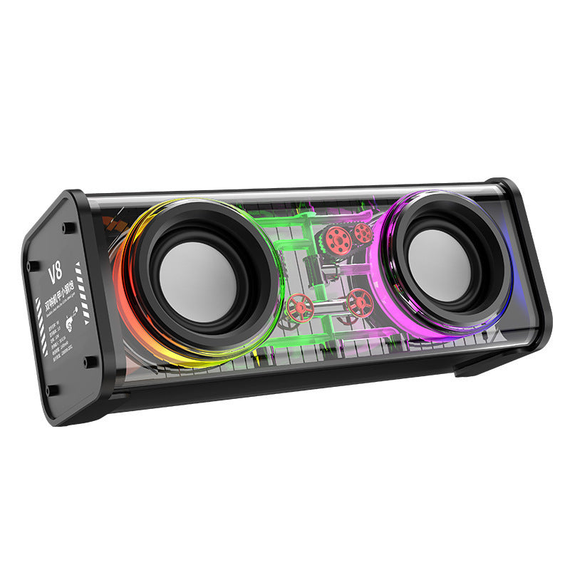 Haut-parleur Bluetooth portable avec lumières LED et boîtier transparent