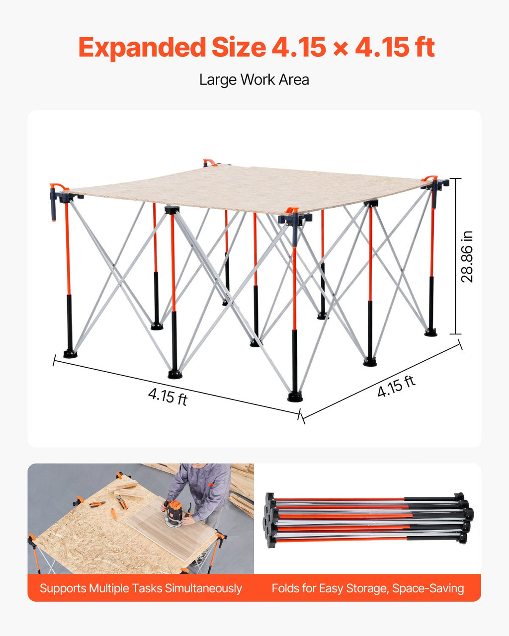 Support de travail pliable portatif 4.15 X 4.15ft Support de travail collapsible 3500lbs Capacité