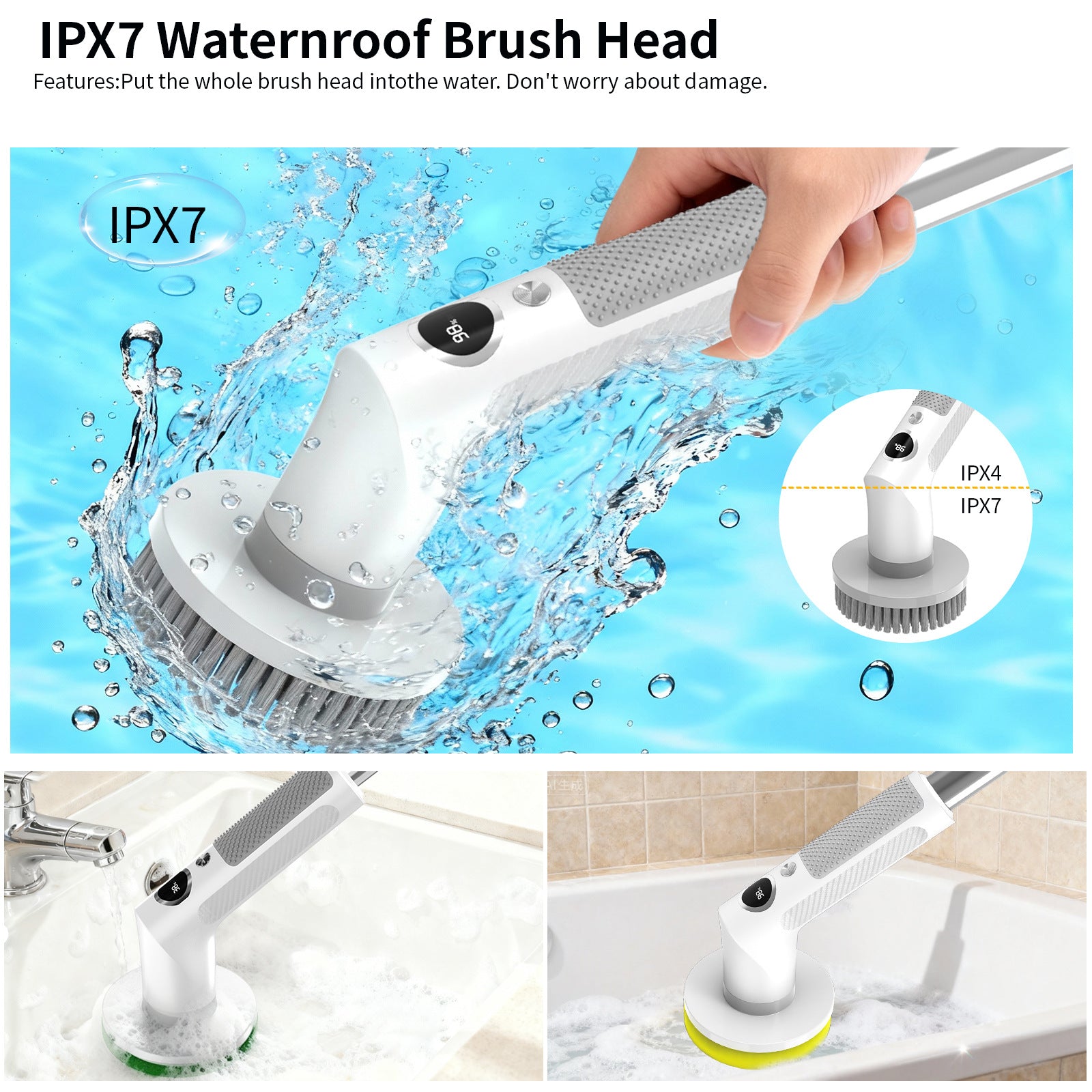 Brosse de nettoyage multifonctionnelle extensible à manches longues