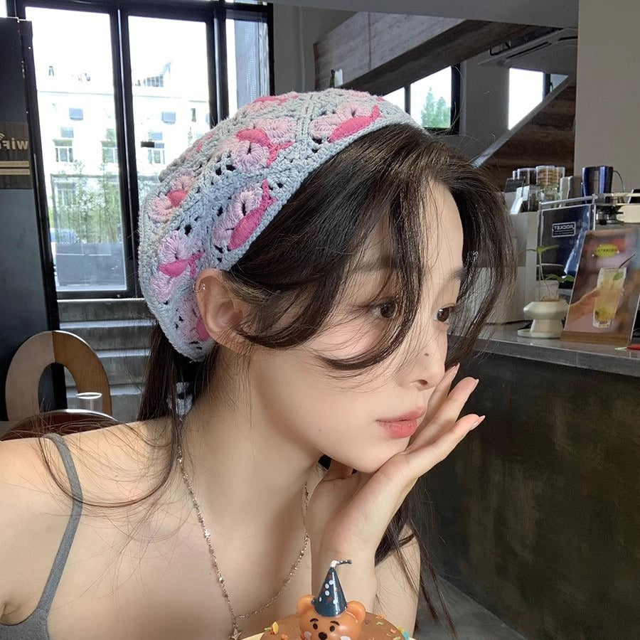Tête tricotée à la main de même style Triangular Binder Headscarf Femme Sweet