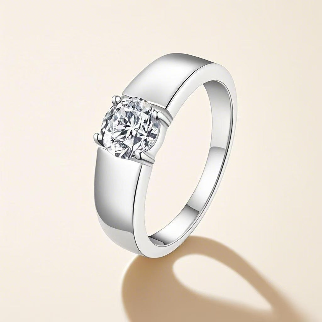 Sterling Silver Moissanite Anneau Tempérament Ouverture réglable