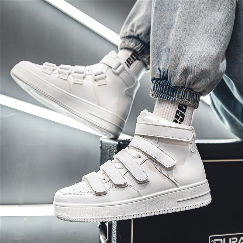 Printemps Hommes Haut-top Conseil Chaussures Trendy Jeunes Chaussures Étudiantes Blanc Velcro Sports Casual