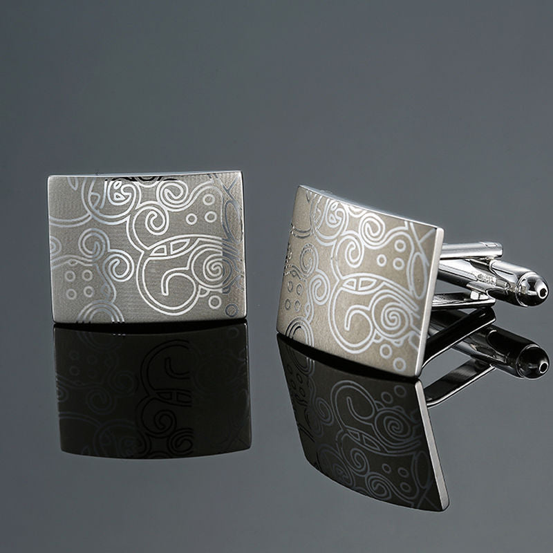 Rose d'herbe Or et Argent Motif Boutons de manchette