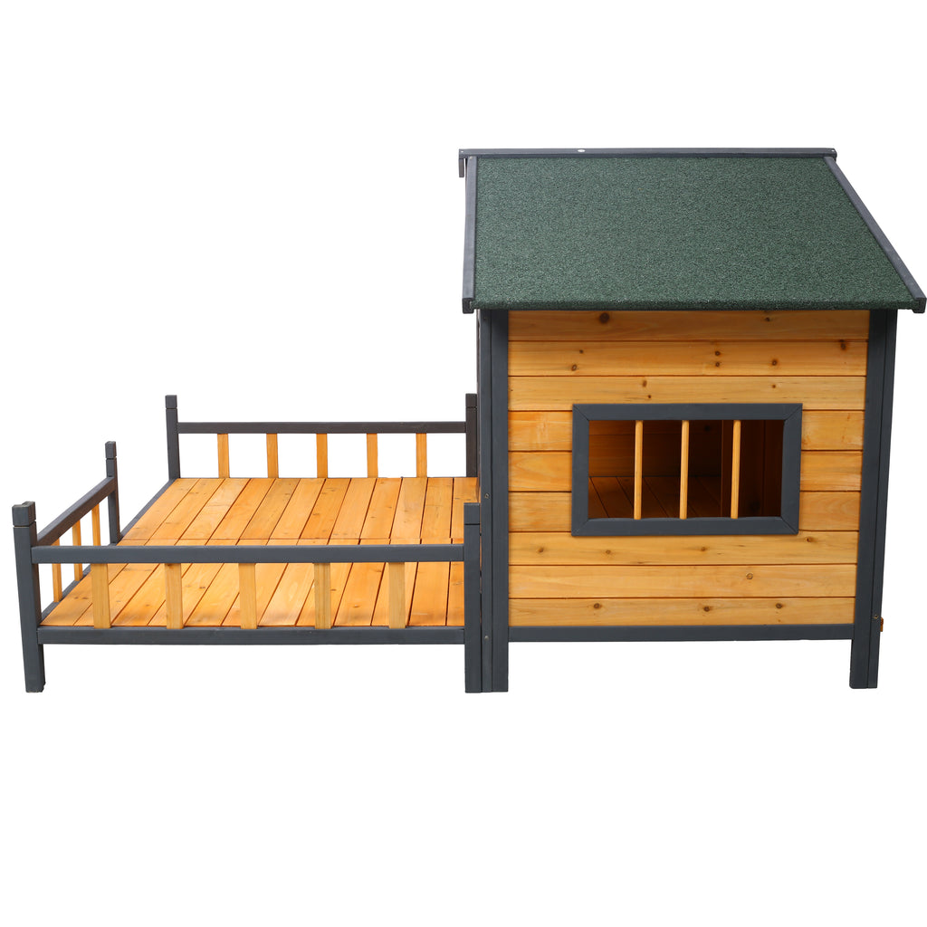 Grande maison de chien en bois extérieur Double XL Kennel de chien avec plancher élevé et porche
