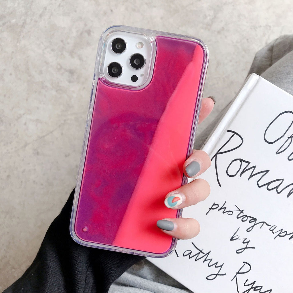 Coque de téléphone en poudre de paillettes lumineuses en plastique