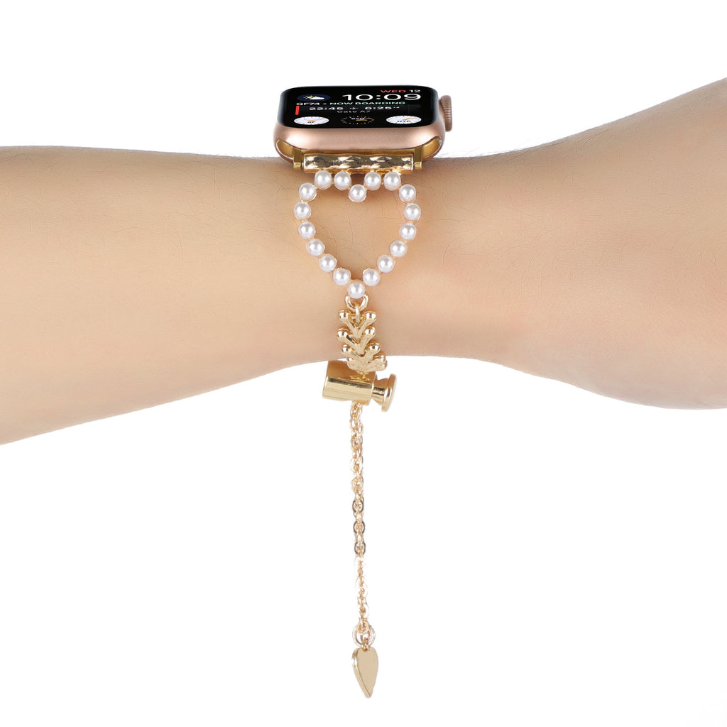 Bracelet de collier d'amour de perles en métal de fruits de montre intelligente
