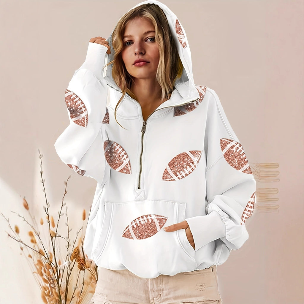 Football impression numérique Hoodie avec manches longues Et une fermeture éclair