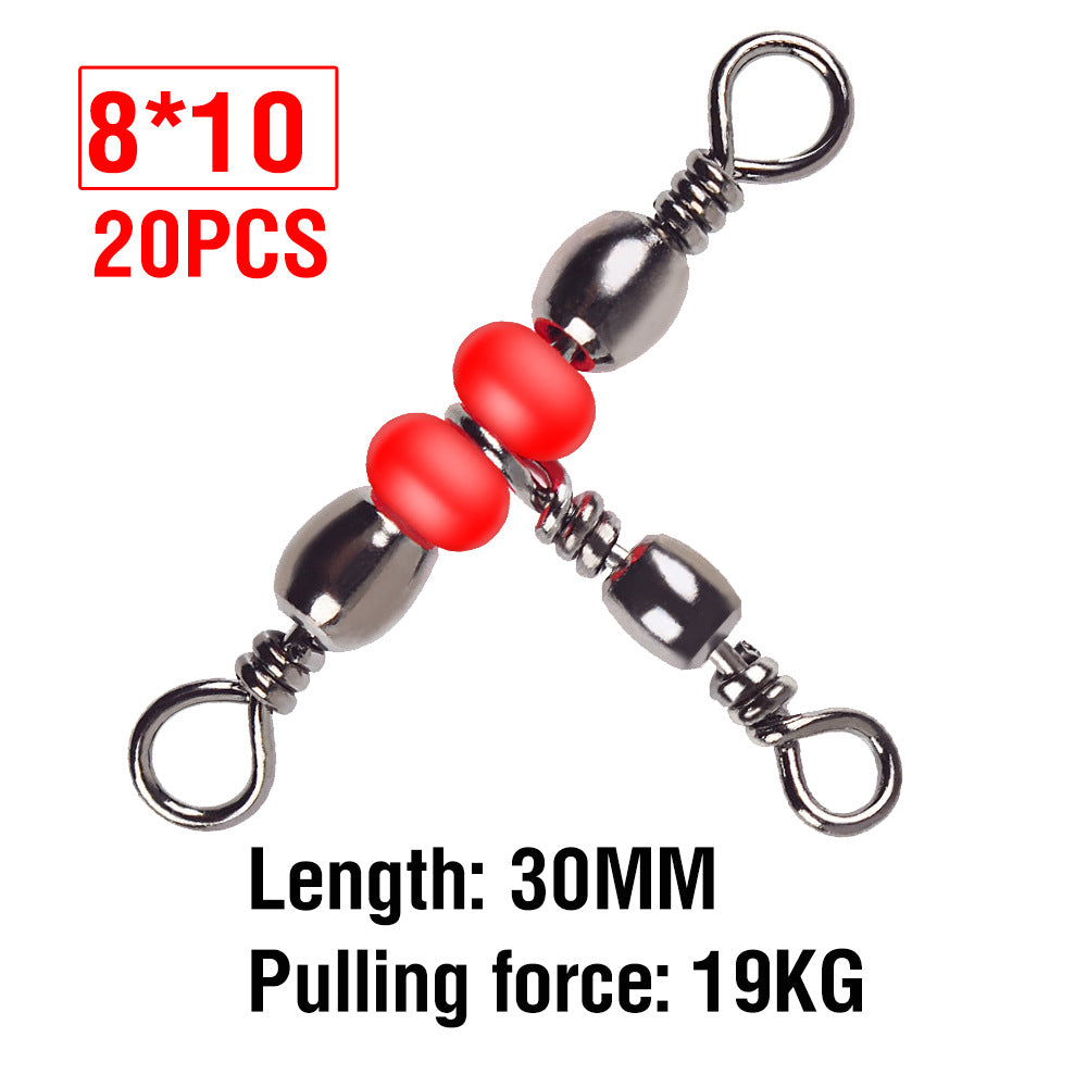 Perles rouges Triple pivotant T-Connector Accessoire de pêche Figurine-Eight pivotant Gadget de pêche