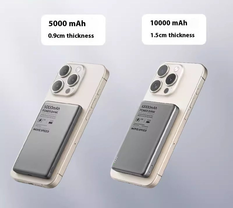 Téléphone portable magnétique transparent ultra-mince 15W Portable Wireless Power Bank
