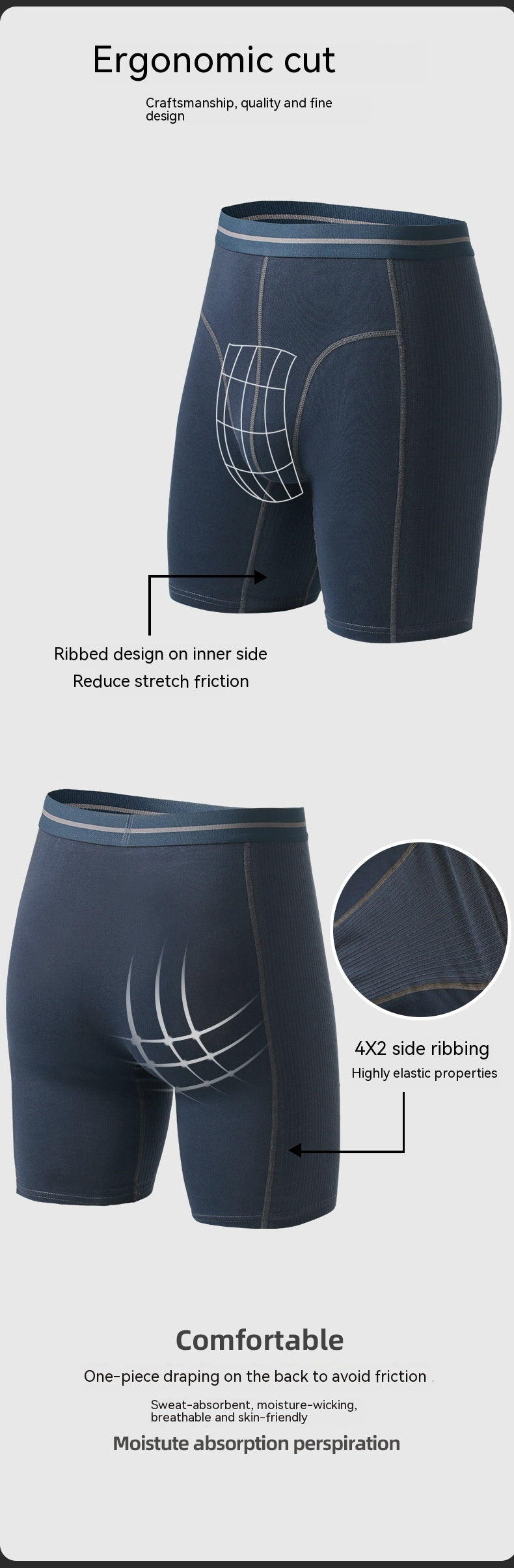 Slip de boxeur sport sport résistant à l'usure pour hommes en coton