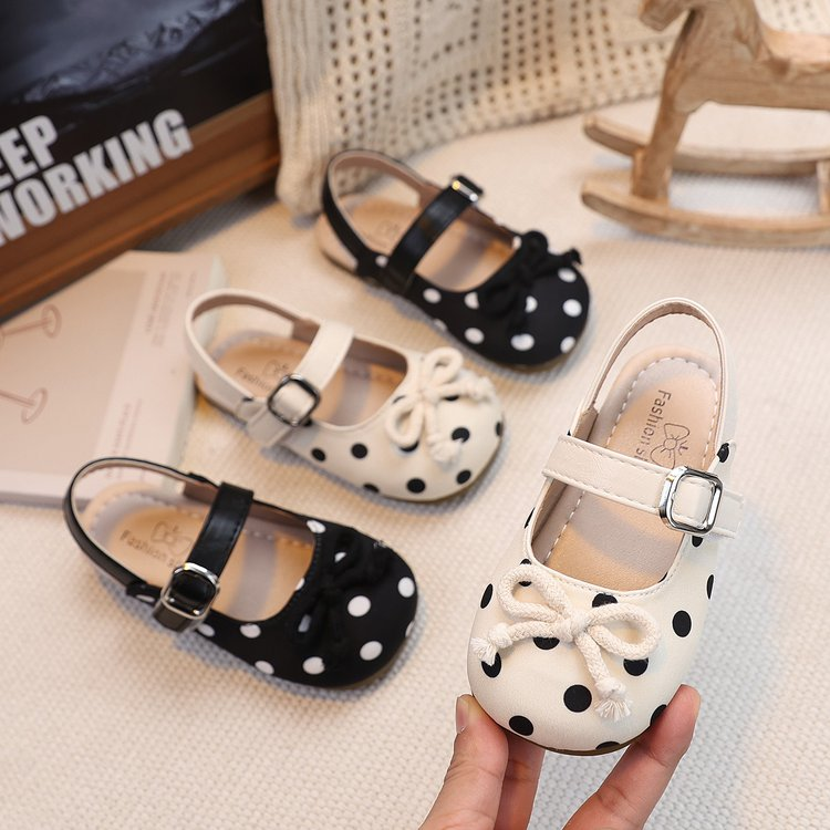 Été Fée Style Bébé Filles Fermé Toe Ballet Sandales Bow Polka Dot Vintage Mary Jane Sh