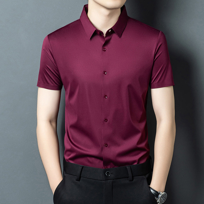 Haut de chemise à manches courtes à bouton de couleur solide pour homme
