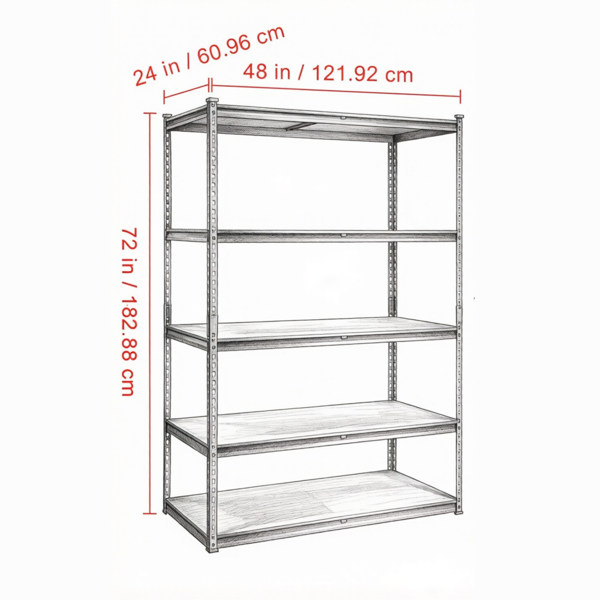 48inch L X 24inch W X 72inch H étagères de garage robustes