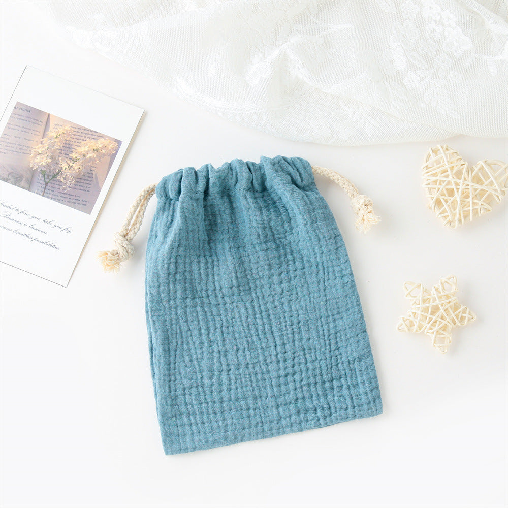 Double couche Drawstring Pocket Cotton Imprimé Crêpe Bib Sac de suspension