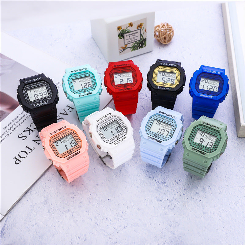 Imperméable Lumineux Petit carré Étudiant Montre électronique