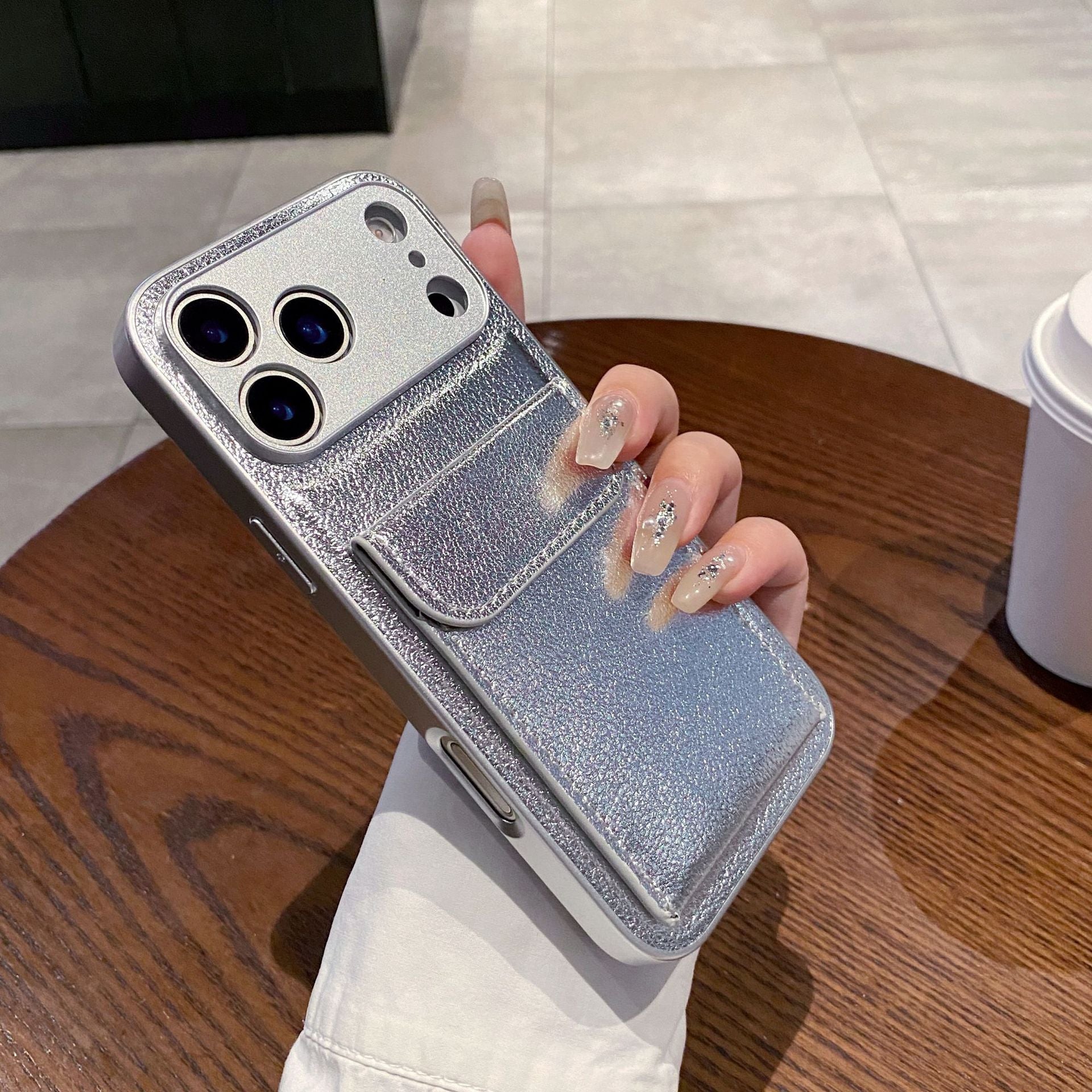Porte-cartes en cuir clair Étui téléphonique