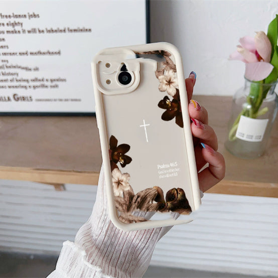 Style doux rétro boîte de téléphone à fleurs séchées Airbag Drop-Proof Téléphone Protecteur