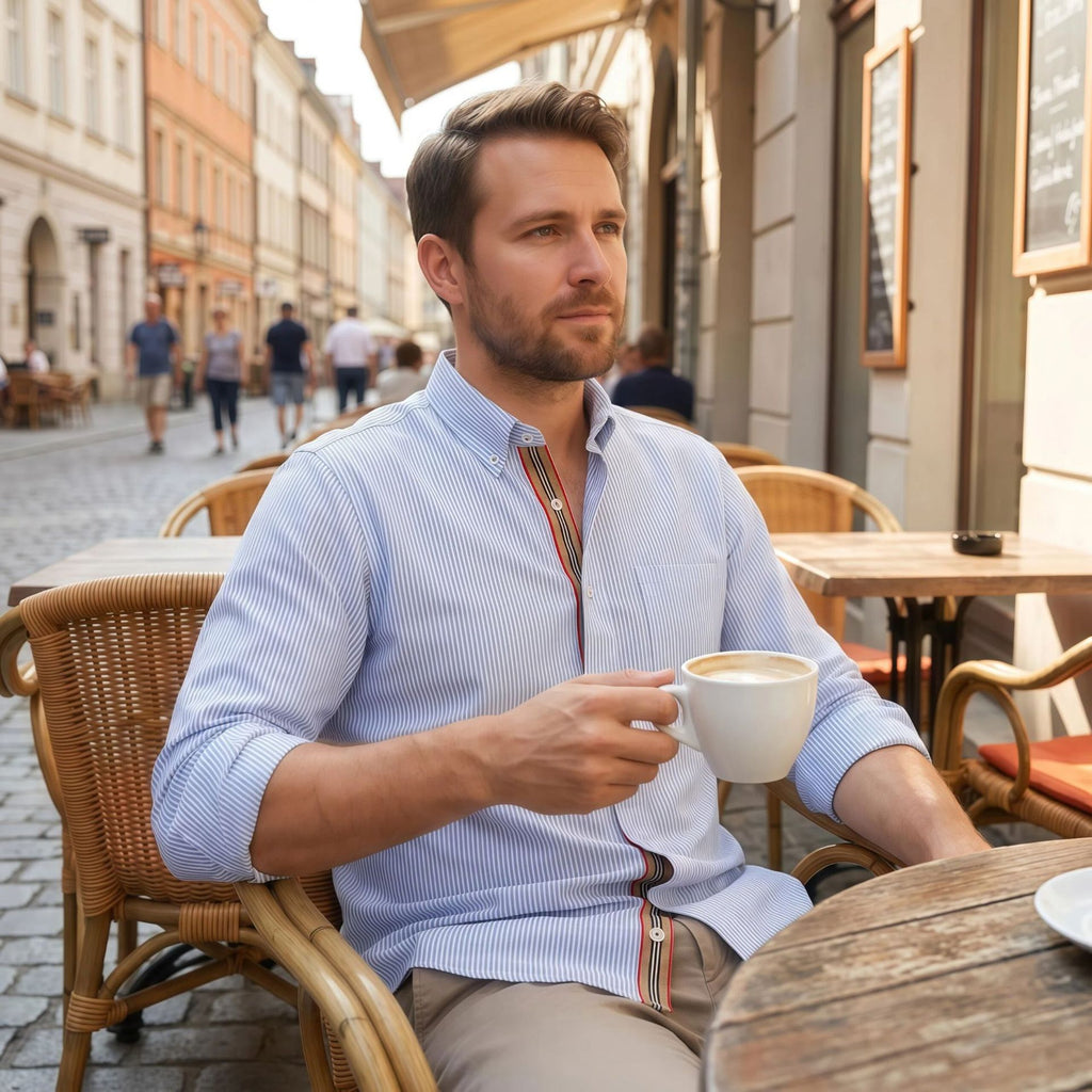 Chemise de mode décontractée homme avec plateau tissé