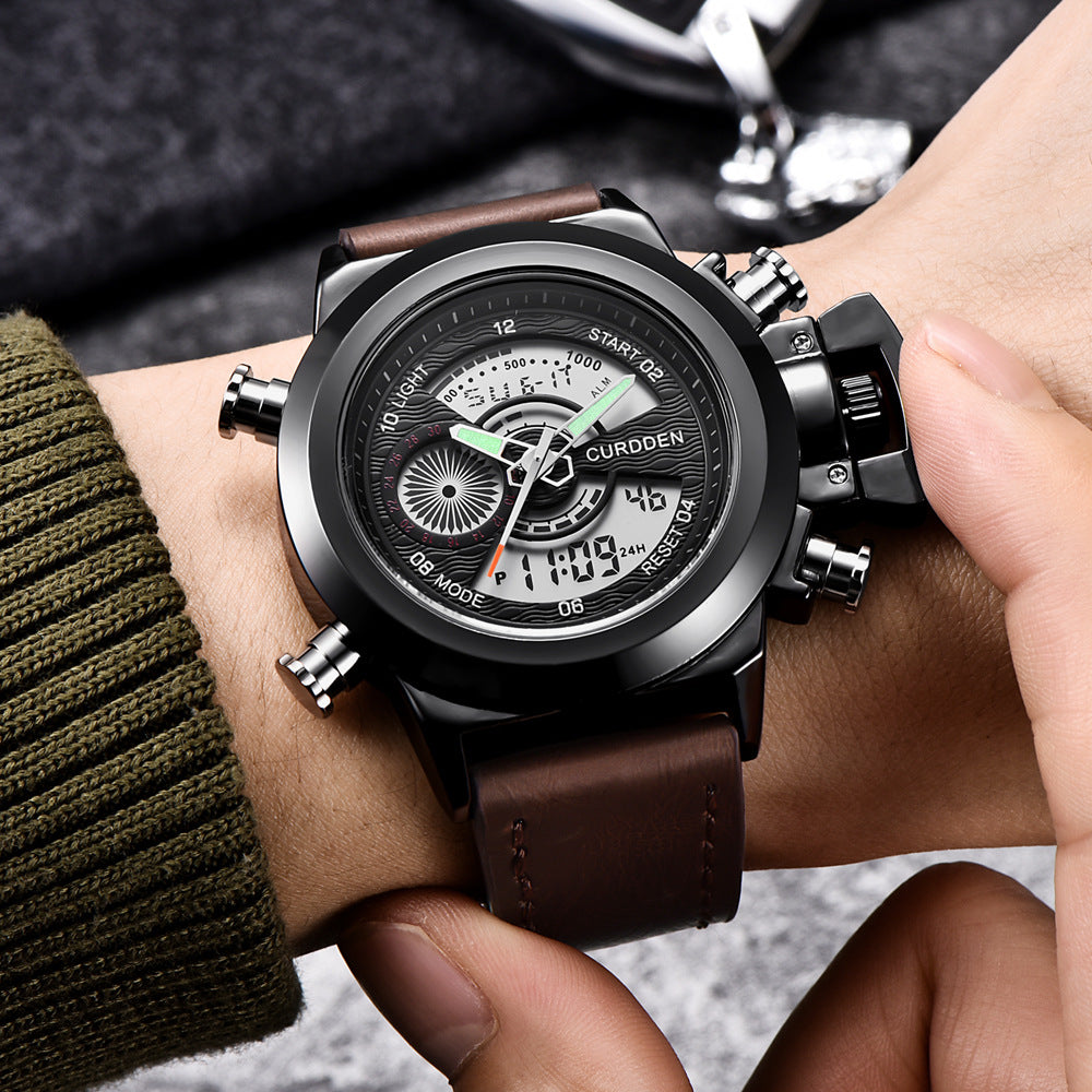 Fashion Belt Multi-Functional Double Display Sports Watch for Men