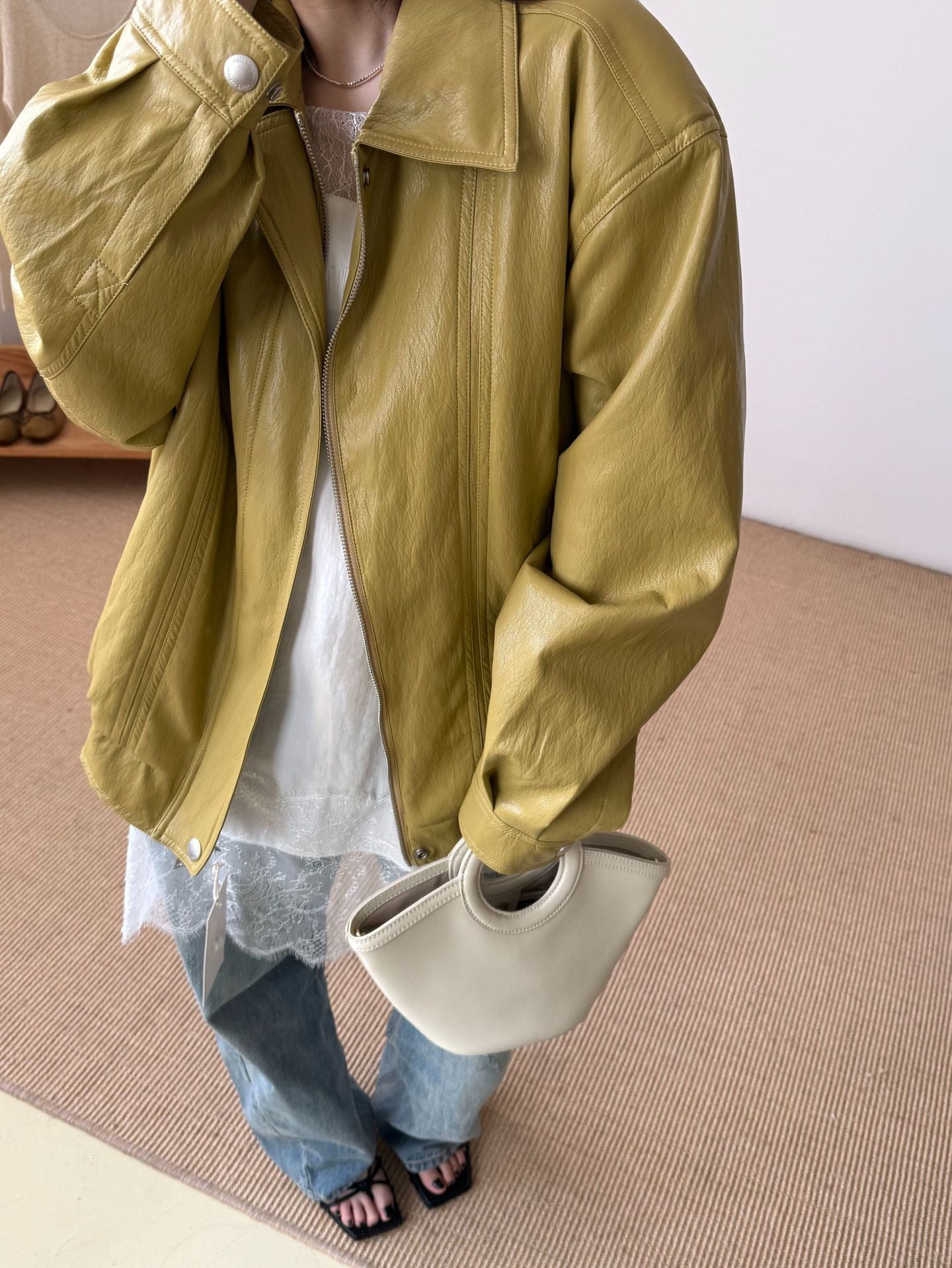 Transcription Collier Zipper Ginger-jaune Veste en cuir