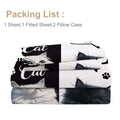 Feuille de chat, Feuilles de chat joli Set 4Pcs, Feuille plate blanc noir,Coupe de lit imprimé animal mignon W
