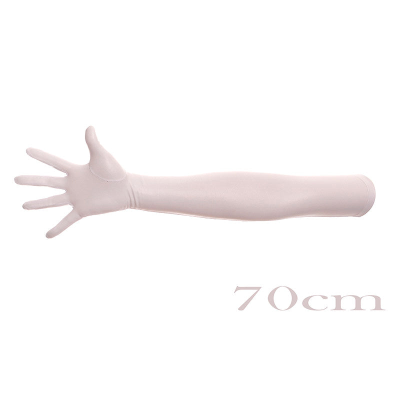 Gants d'estampage et de déguisement de long en or brillant